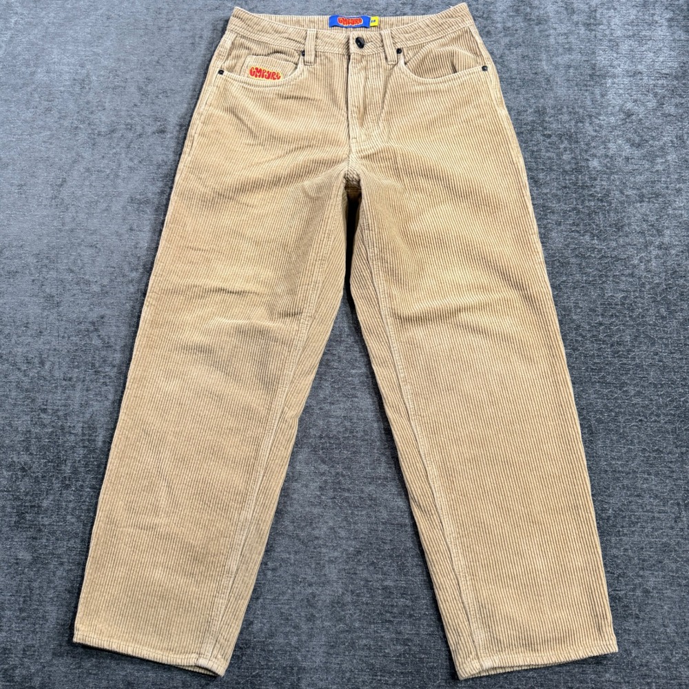Empyre Relaxed Fit Corduroy Pants Tan Boombox Embroidery Mens 28 Skateboarding